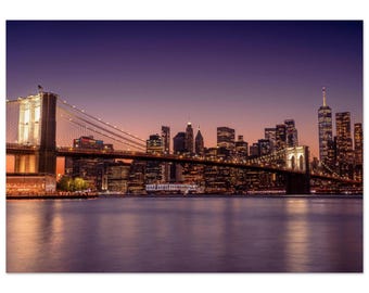 Brooklyn Bridge Wall Art Print – NYC Skyline at Sunset, New York City Photography