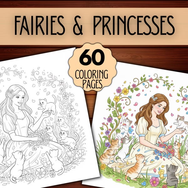 Fairies and Princesses Coloring Book: 60 Fantasy Pages (PDF)
