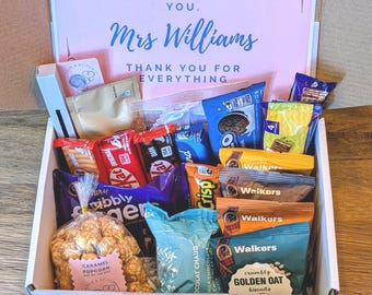Thoughtful Snack Hamper Gift with Tea Coffee Biscuits Chocolate Personalised Stylus Pen