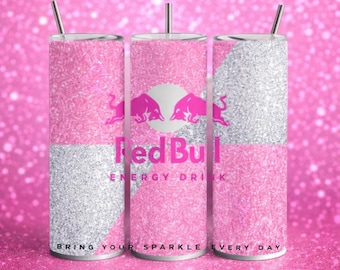 Gepersonaliseerde Red Bull-beker met glitter • Op maat gemaakte geïsoleerde stalen beker van 20 oz • Kies 5 kleuren