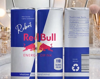 Gepersonaliseerde op Red Bull geïnspireerde beker • Aangepaste naam 20oz energiedrankbeker