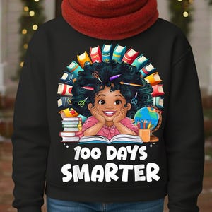 35 Afro Girl 100 Days of School PNG Bundle, 100 Days Smarter PNG, Black Girl School Clipart, Colorful Teacher PNG, Kids School Shirt Designs image 13