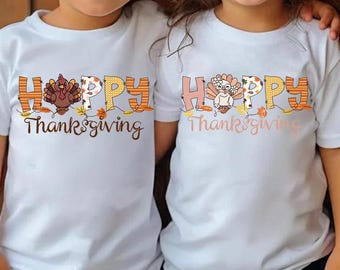 Cute Kids Thanksgiving Shirt, Happy Thanksgiving Turkey SVG PNG, Fall Kids T-Shirt Design, Autumn Family Matching Outfit, Digital Download