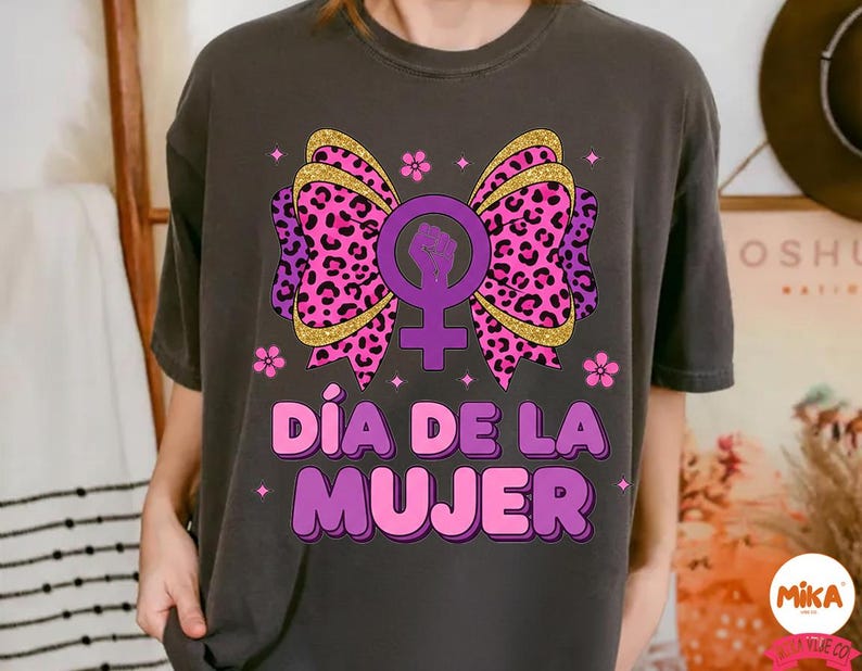 Día de la Mujer Png, 8 de Marzo, International Women’s Day Png, Feminist Bow Png, Girl Power Png, Coquette Pink Leopard Bow, Latina Gift image 5