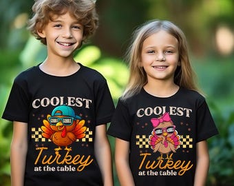 PNG de pavo personalizado "Gobble Gobble" para niño y niña, el pavo más genial de la mesa (PNG/SVG), PNG para niños de Acción de Gracias (niño y niña), diseño divertido para camiseta de pavo