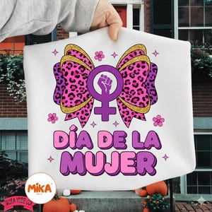 Día de la Mujer PNG, 8 de Marzo, Journée internationale de la femme PNG, Noeud de ruban féministe png, Girl power png, Noeud coquette rose léopard, Cadeau pour latina