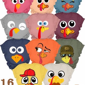 Funny Face Turkey Shirts Funny Thanksgiving Family Shirts Fall Group Shirts Cute Turkey, Cute Family Matching Turkey PNG, Thanksgiving PNG