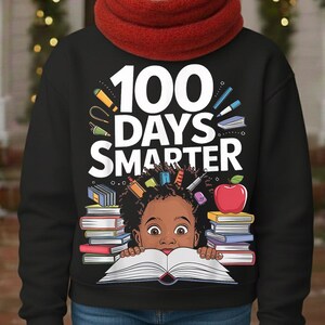 35 Afro Girl 100 Days of School PNG Bundle, 100 Days Smarter PNG, Black Girl School Clipart, Colorful Teacher PNG, Kids School Shirt Designs image 11