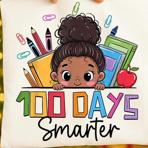 35 Afro Girl 100 Days of School PNG Bundle, 100 Days Smarter PNG, Black Girl School Clipart, Colorful Teacher PNG, Kids School Shirt Designs image 10