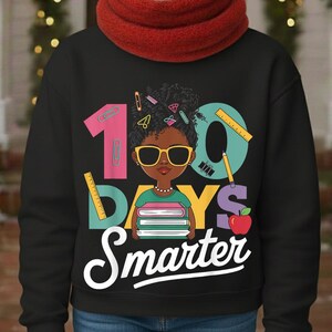 35 Afro Girl 100 Days of School PNG Bundle, 100 Days Smarter PNG, Black Girl School Clipart, Colorful Teacher PNG, Kids School Shirt Designs image 5