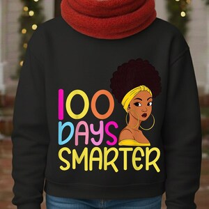 35 Afro Girl 100 Days of School PNG Bundle, 100 Days Smarter PNG, Black Girl School Clipart, Colorful Teacher PNG, Kids School Shirt Designs image 15