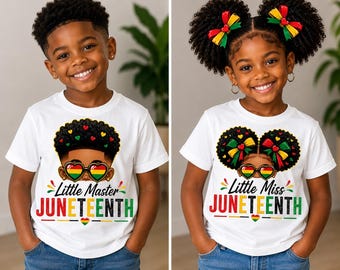 Juneteenth Kids PNG Bundle, Little Master Little Miss Juneteenth, Black History Shirt Design, Sublimation Download