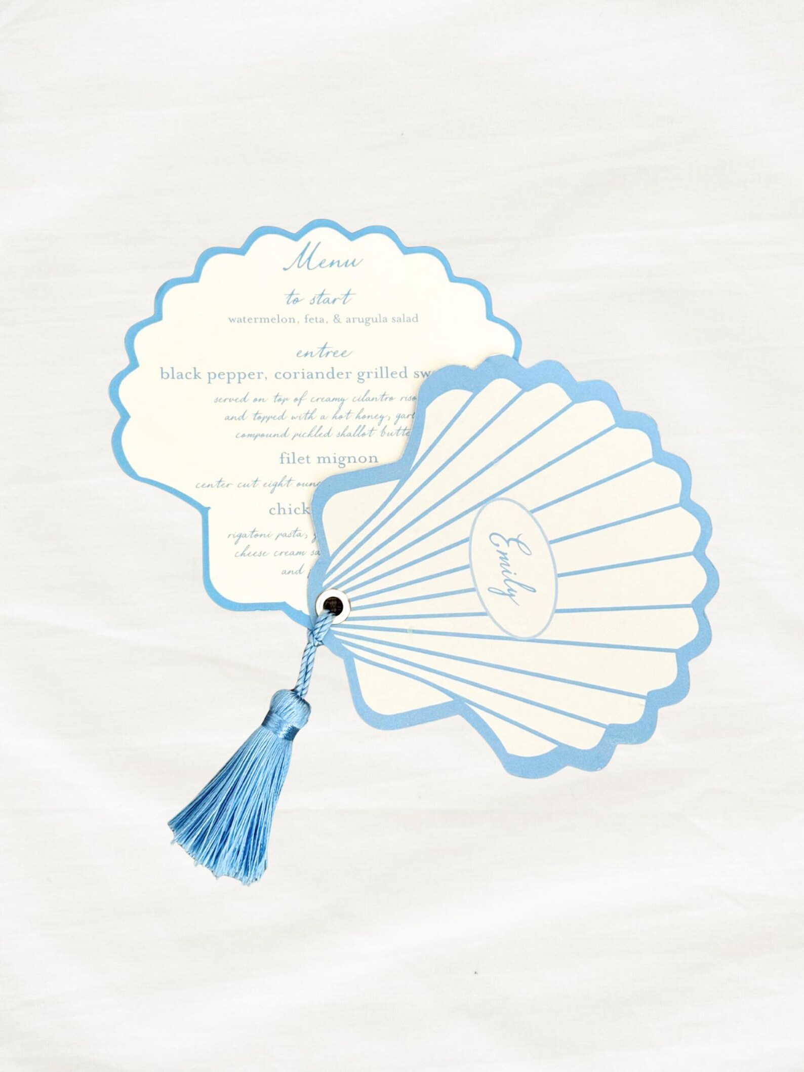 Seashell Menu Card With Tassel: Coastal Wedding Place Card - Etsy