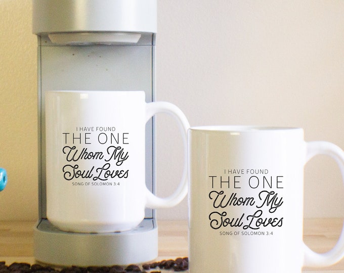Featured listing image: Christian Coffee Mug Valentines Gift Couples Mugs His and Her Mugs Scripture Mug Motivational Mug Encouraging Valentine Coffee Mug