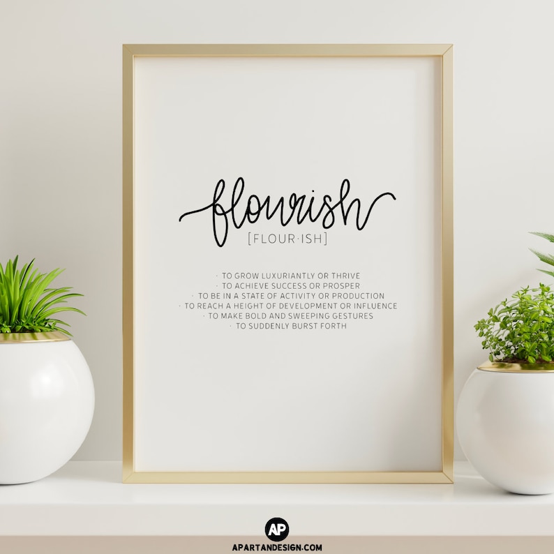 Flourish Definition Inspirational Wall Art Print Inspirational Etsy