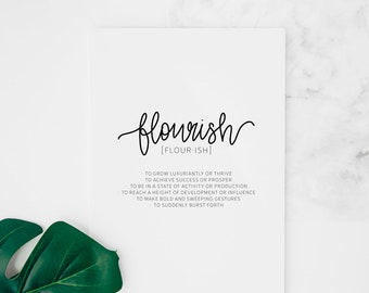 Hand Lettered Definition Wall Art Printable Inspirational Wall Art Flourish Definition Poster Encouraging Office Wall Art Gifts for Women