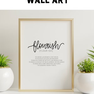 Flourish Definition Inspirational Wall Art Print Inspirational Flourish Office Wall Art Gifts for Women Aesthetic Office Flourish Home Decor
