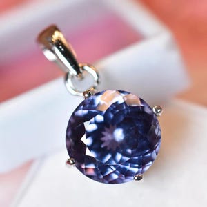 16.8 Ct Alexandrite Pendant Necklace | Color Change Gemstone, Sterling Silver (12.2x12.2x10.1 mm)