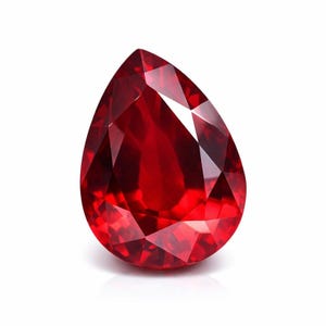 Naturlig röd rubin, päronslipad ädelsten | 8,45 ct felfri klarhet förbättrad