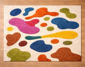 Hand-Tufted Wool Rug 8x10 | Abstract Colorful Boho Decor