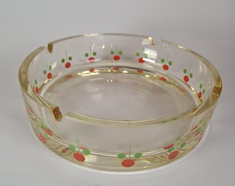Vintage Cherry Glass Ashtray – 1970s Retro Kitsch Fruit Design Ashtray