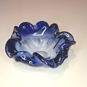 ムラーノガラス　アッシュトレイ Blue murano ashtray - Etsy 日本