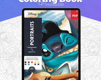 Mystery Colouring Portraits, Stitch, Ohana, Digital, 100+ Seiten nach Zahlen, Disney Malbuch, PDF Malbuch