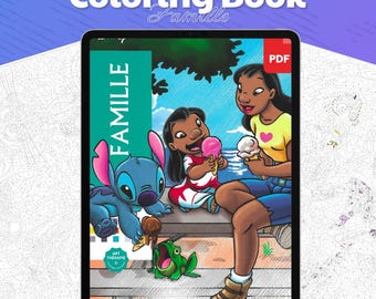 Mystery Coloring Famille, Stitch, Ohana, Digital, 100+ Pages by numbers, Mystery Coloring, Disney Coloring Book, PDF Coloring Book