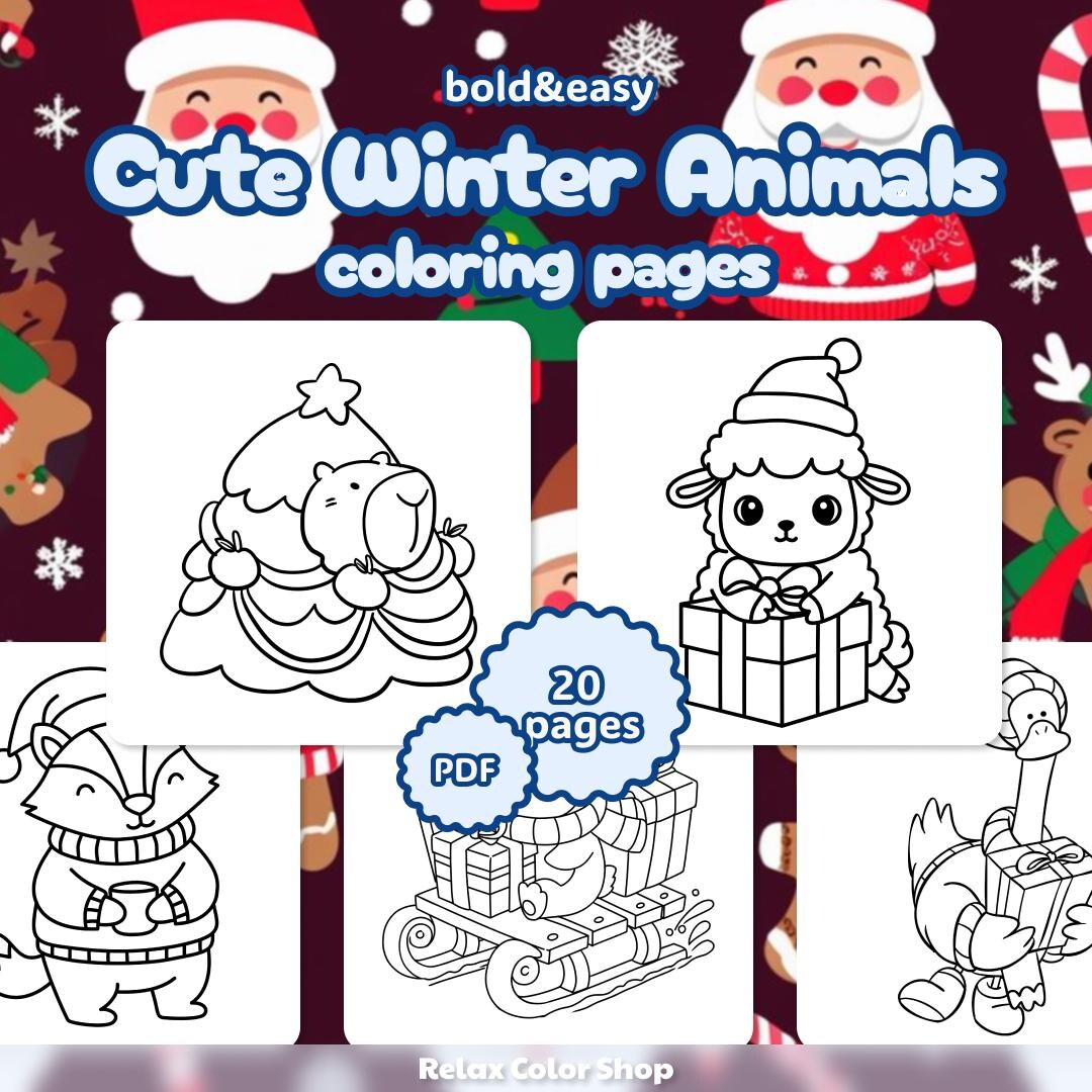Kawaii Wintertiere zum Ausmalen | 20 Kuschelseiten (PDF) - Etsy.de