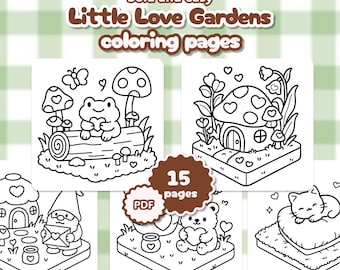 Little Love Gardens Malbuch - Kawaii Valentinstag Szenen (PDF)