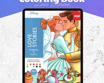 Digitale Mystery Malbücher Liebesgeschichten, 100+ Seiten nach Zahlen, Mystery Malbuch, Disney Malbuch, PDF Malbuch