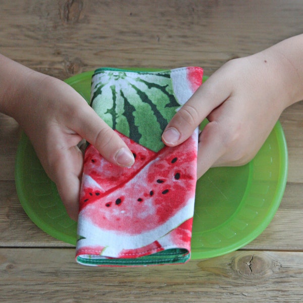 Lunchbox Napkins - Summer Watermelon - Reversible Small Sized Napkins - Only ONE set left