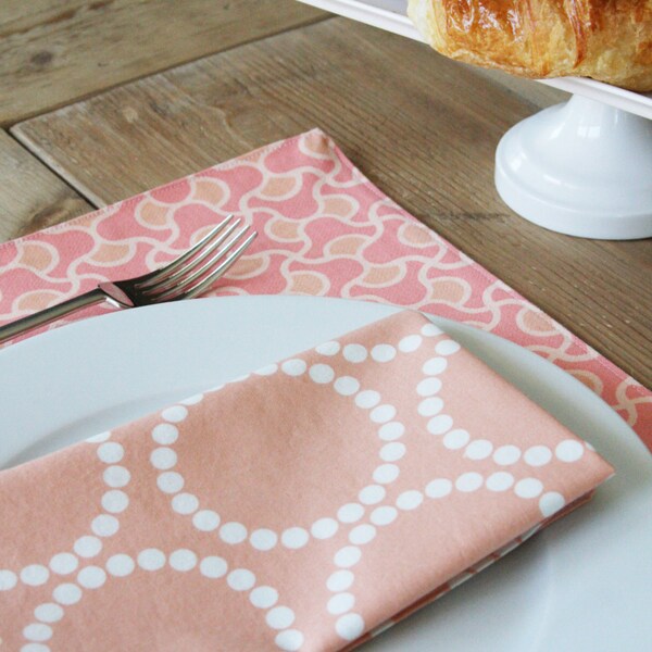 Napkins - Peach with White Dots in Circles