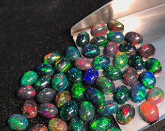 Natural Ethiopian Black Opal Cabochon Lot: Welo Opal Jewelry Making