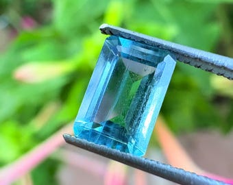 Octágono de aguamarina natural: gema suelta azul (7x5x4)