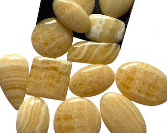 Yellow Calcite Cabochon, Natural Loose Gemstone, Jewelry Stone