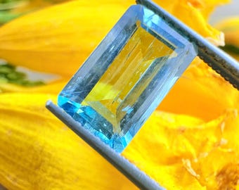 Octágono de aguamarina natural: gema suelta azul (10x6x4 mm)
