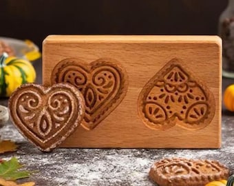Christmas Cookie Cutters: Heart Wooden Molds, Chocolate Cookie Cutter