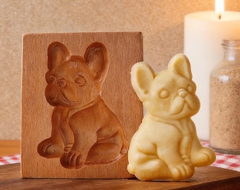 Cortador de galletas de madera con forma de perro: molde para galletas con forma de animal, sello para galletas para niños