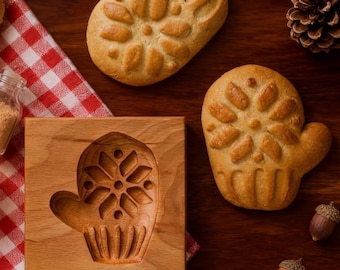 Wooden Gloves Cookie Cutter: Springerle Cookie Mold, Christmas Baking Gifts