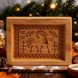 Horse Cookie Stamp: Gingerbread Mold, Wooden Biscuit Cutter