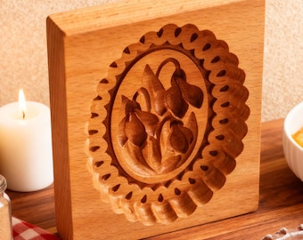 Holiday Baking Mold: Flower Springerle, Wooden Cookie Cutter