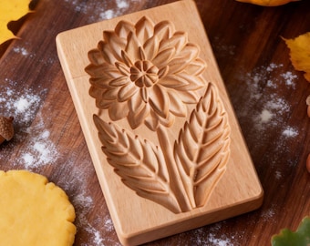 Molde de madera para galletas: cortador de galletas con forma de margarita, herramienta para hornear en días festivos