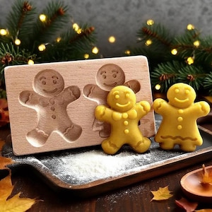 Wooden Gingerbread Cookie Molds: Embossing Biscuit Cutters