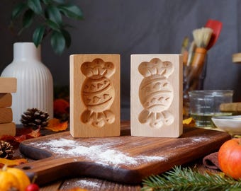Christmas Candy Wood Cookie Cutter: Biscuit Embossing Baking Tool