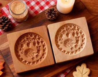 Molde para galletas de erizo de madera con forma de fresa: Herramienta para hornear galletas