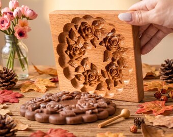 Rose Flower Cookie Mold: 3D Embossed Biscuit Press, Baking Gift for Mom