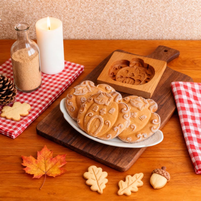 Pumpkin Cookie Cutter: Holiday Baking Gifts, Wooden Cookie Mold image 6