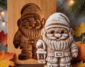 Santa Shaped Cookie Stamp: Christmas Cookie Cutter Wooden, Home Baking Gingerbread Mold
