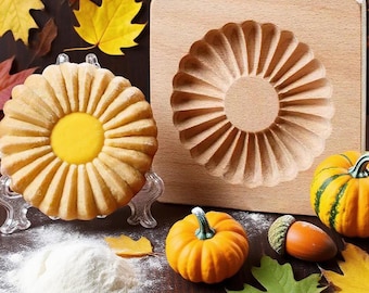 Round Flower Wooden Mold: Sandwich Cookie Cutter, Biscute Cutter, Holiday Baking